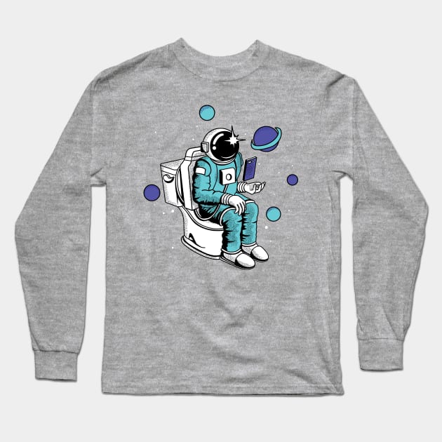 Poopin Space Astronaut Color Funny Space Gift Long Sleeve T-Shirt by atomguy